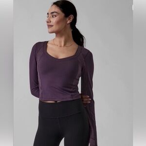 Athleta Deep Purple Long Sleeve Crop Top